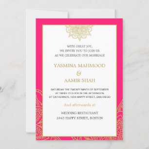 Invitación Boda de Moda de oro rosado al estilo indio