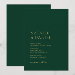 Invitación Boda de Moda de oro y verde esmeralda