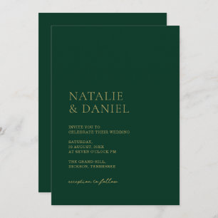 Invitación Boda de Moda de oro y verde esmeralda
