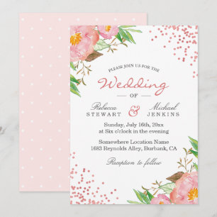 Invitación Boda de Moda de puntos de polka floral botánica en