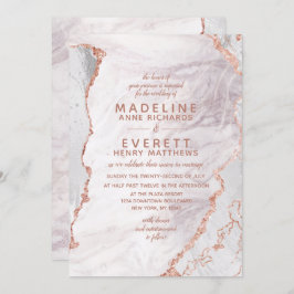 Invitación Boda de moda de Relieve metalizado de mármol blanc