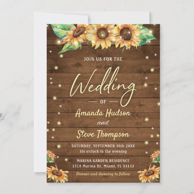 Invitación Boda de Moda de verano de otoño en otoño de giraso (Anverso)