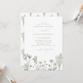 Invitación Boda de Moda del Boho de Flores Silvestres