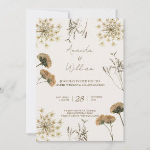 Invitación Boda de moda elegante de Wildflower vintage Retro