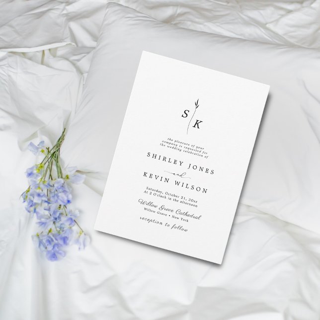 Invitación Boda de Moda en monograma de hoja simple (Subido por el creador)