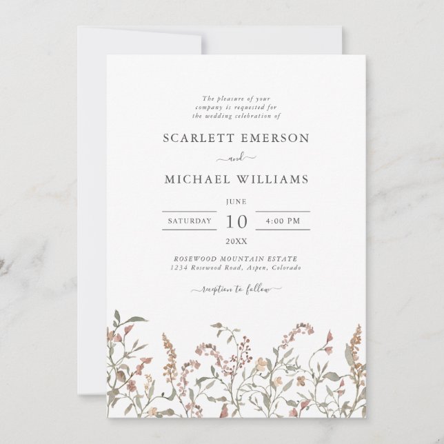 Invitación Boda de Moda Floral Boho (Anverso)