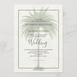 Invitación Boda de Moda formal verde elegante de árbol de pal
