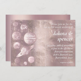 Invitación Boda de Moda geek | Planetas rosados Dusty Mauve R