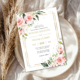 Invitación Boda de moda geométrica de oro floral rosa boho