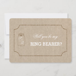 Invitación Boda de moda Mason Jar Linen Canvas RING BEARER