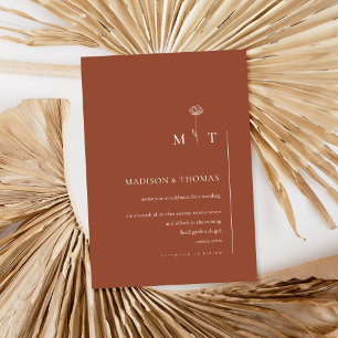 Invitación Boda de Moda mínima de Terracota simple