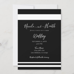 Invitación Boda de Moda mínima en blanco y negro