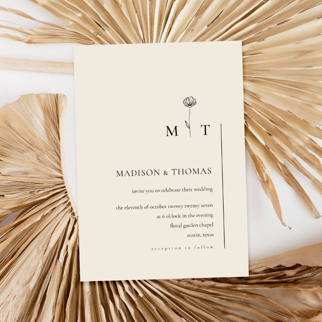 Invitación Boda de Moda mínima simple beige (Subido por el creador)