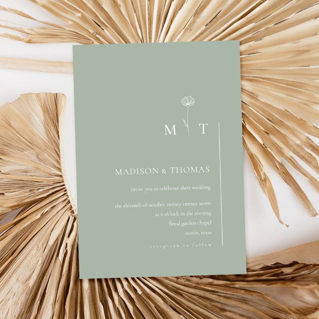 Invitación Boda de Moda Mínima Simple Sage Green (Subido por el creador)