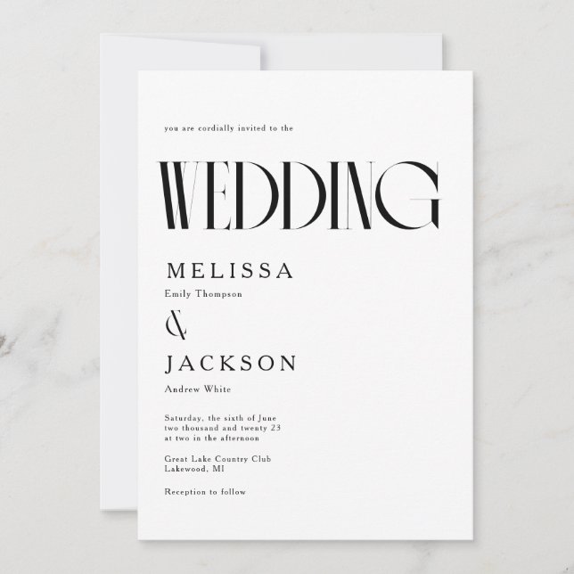 Invitación Boda de Moda minimalista (Anverso)