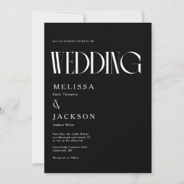 Invitación Boda de Moda minimalista negro