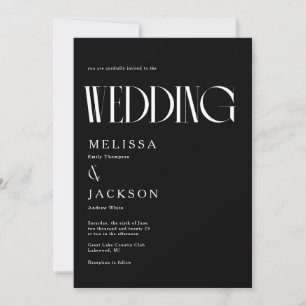 Invitación Boda de Moda minimalista negro