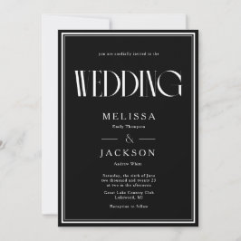 Invitación Boda de Moda minimalista negro