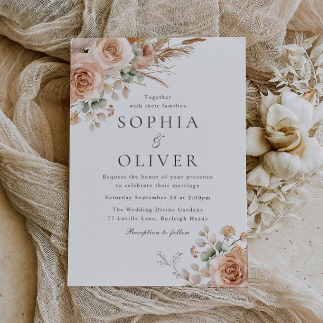 Invitación Boda de moda moderna de Boho Floral (Subido por el creador)