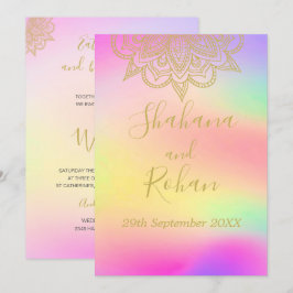 Invitación Boda de Moda moderna de color dorado indio