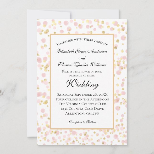 Invitación Boda de Moda moderna de oro rosado (Anverso)