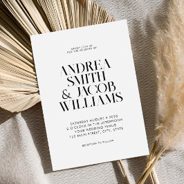 Invitación Boda de Moda moderna Minimalista en blanco y negro