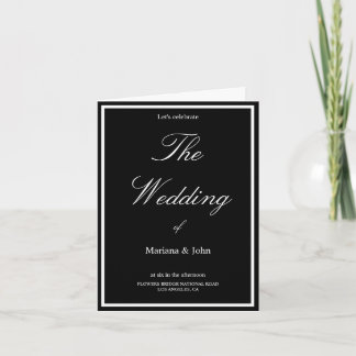 Invitación Boda de Moda simple formal moderna en blanco y neg