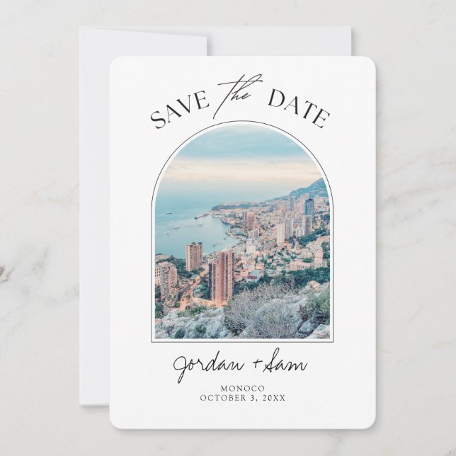 Invitación Boda de Mónaco Rivera Francesa Salva la fecha (Anverso)