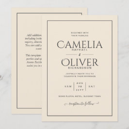 Invitación Boda de MONOCROMO de Crema Beige Ligera