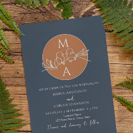Invitación Boda de Monograma Azul Marino