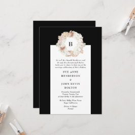 Invitación Boda de Monograma Blanco Blanco Negro Pampas