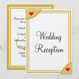 Invitación Boda de Monograma Blanco Dorado Recepción Corazone