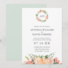 Invitación Boda de Monograma Botánico de Placa Floral de Vera