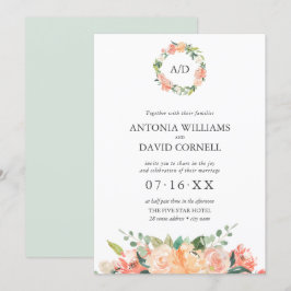 Invitación Boda de Monograma Botánico de Placa Floral de Vera