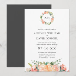 Invitación Boda de Monograma Botánico de Placa Floral de Vera