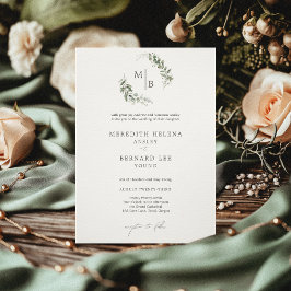 Invitación Boda de Monograma Botánico Formal Elegante