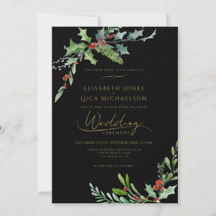Invitación Boda de monograma botánico malhumorado de baya de 