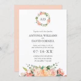 Invitación Boda de Monograma Botánico Ploral de Verano