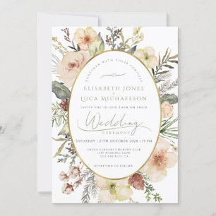 Invitación Boda de Monograma Botánico Sage Green Winter Gold