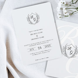 Invitación Boda de monograma clásico de Escudo de cosecha fin