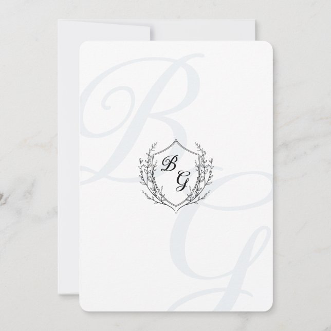 Invitación Boda de monograma clásico de Escudo de cosecha fin (Reverso)