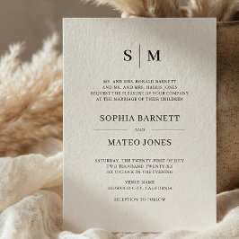 Invitación Boda de monograma clásico formal Beige