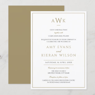 Invitación Boda de Monograma Clásico Romántico Elegante Oro