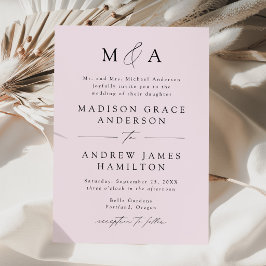 Invitación Boda de Monograma con Elegancia Moderna Lavanda