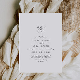 Invitación Boda de monograma con guión elegante