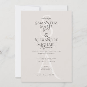 Invitación Boda de Monograma Contemporáneo con Clásico Script