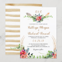 Boda de monograma de acuarela floral de bohemia rú