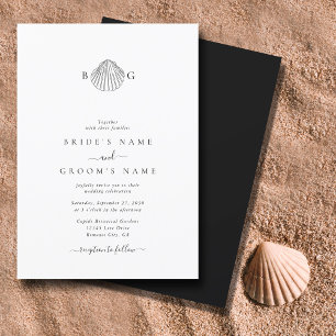 Invitación Boda de monograma de almejas minimalistas