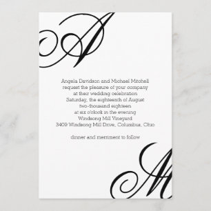 Invitación Boda de monograma de borde moderno