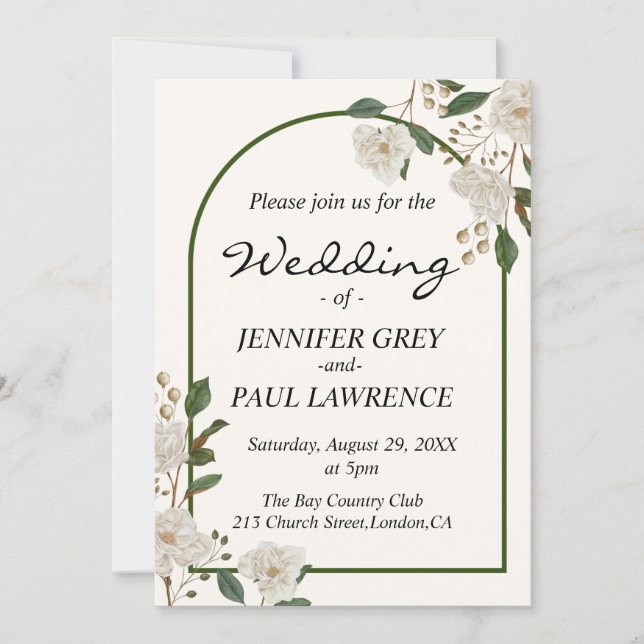 Invitación Boda de Monograma de caligrafía elegante (Anverso)